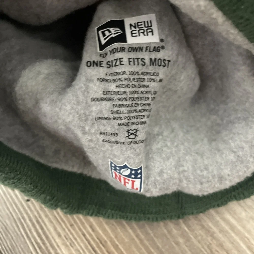 Green Bay Packers Hat Adult One Size Green Football‎ New Era Beanie Fleece Lined